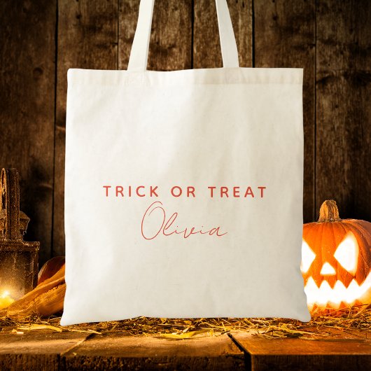 Moderne Trick-or-Treat-Typografie Kinder Halloween Tragetasche