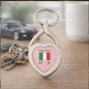 Moderne Tricolore personalisierte Namensflagge Ita Schlüsselanhänger