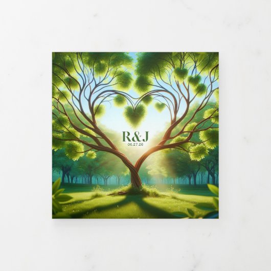 Moderne Trifold Add Foto Wedding Announcement Card Dreifach Gefaltete Ankündigung (Cover)