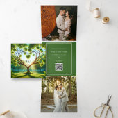Moderne Trifold Add Foto Wedding Announcement Card Dreifach Gefaltete Ankündigung