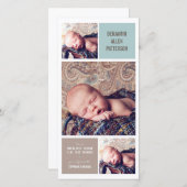 Moderne Trio Foto Baby Boy Geburtserklärung Ankündigung (Vorne/Hinten)