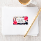 Moderne Tropen, Hibiskus Abstrakt Adressaufkleber (Insitu)