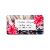 Moderne Tropen, Hibiskus Abstrakt Adressaufkleber (Vorne)