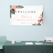 Moderne Tropen Koralle Rosa Flora Banner (Messeveranstaltung)