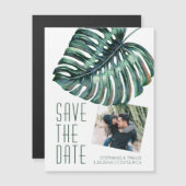 Moderne Tropen Monstera retten das Date Magnet (Vorne/Hinten)