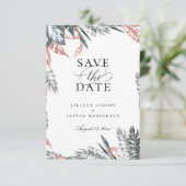 Moderne Tropen-Palm-Rahmen Save the Date Ankündigung (Stehend Vorderseite)