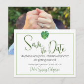Moderne Tropenflachkarte Save the Date (Vorne/Hinten)