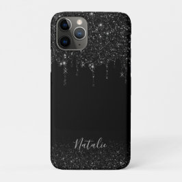 Moderne Tropfen aus dem Schwarzen Glitzer Elegante Case-Mate iPhone 14 Hülle