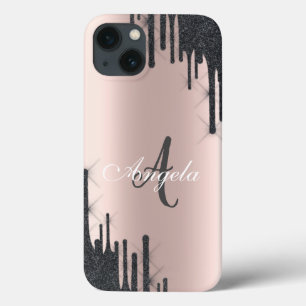 Moderne Tropfen aus schwarzem Glitzer Rose Gold, M Case-Mate iPhone Hülle