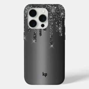 Moderne Tropfen aus schwarzgrauem Glitzer auf meta Case-Mate iPhone Hülle