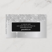 Moderne Tropfen aus Silber-Glitzer Visitenkarte (Rückseite)