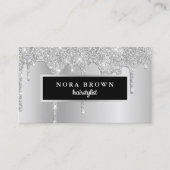 Moderne Tropfen aus Silber-Glitzer Visitenkarte (Vorderseite)