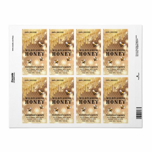 Moderne Tropfen glänzen goldenes Honigglas (Vorne)