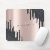 Moderne Tropfen mit schwarzem Glitzer Rose Gold Mo Mousepad (Mit Mouse)