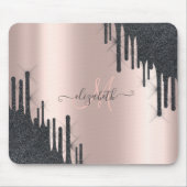 Moderne Tropfen mit schwarzem Glitzer Rose Gold Mo Mousepad (Vorne)