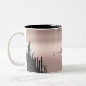 Moderne Tropfen mit schwarzem Glitzer Rose Gold Mo Zweifarbige Tasse (Links)