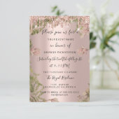 Moderne Tropfen Rose Gold Bridal Wedding Floral Einladung (Stehend Vorderseite)