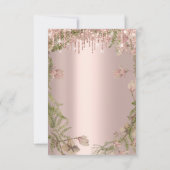 Moderne Tropfen Rose Gold Bridal Wedding Floral Einladung (Rückseite)
