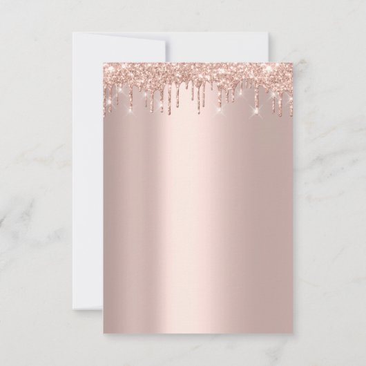Moderne Tropfen Rose Gold Bridal Wedding Spark Gli Einladung (Rückseite)
