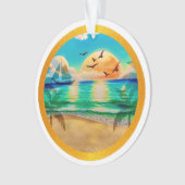 Moderne Tropical Beach Palm Bäume Sonnenuntergang Ornament (Vorderseite)