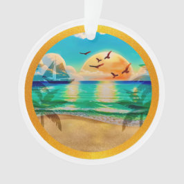 Moderne Tropical Beach Palm Bäume Sonnenuntergang  Ornament