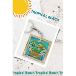 Moderne Tropical Beach Palm Bäume Sonnenuntergang Schlüsselanhänger