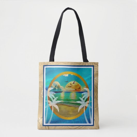 Moderne Tropical Beach Palm Bäume Sonnenuntergang  Tasche (Vorderseite)