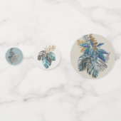 Moderne Tropical Blue Foliage Joy Peace Liebe Konfetti (Rückseiten)