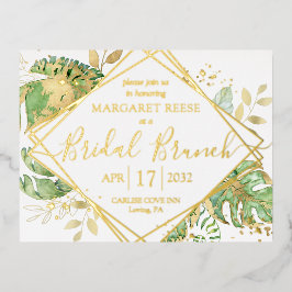 Moderne Tropical Bridal Brunch Dusche Gold Folie Einladungspostkarte