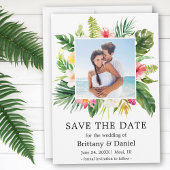 Moderne Tropical Floral Save the Date Fotokarte