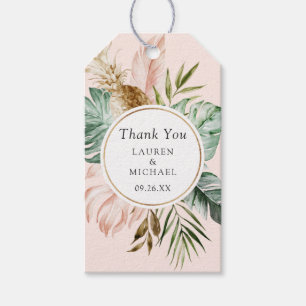 Moderne Tropical Gold Palm Grüne Blush Hochzeit Geschenkanhänger