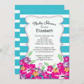 Moderne Tropical Hibiskus Blume Kinderdusche Einladung (Vorne/Hinten)