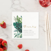 Moderne Tropical Monstera Grüne Leafy Fauna Hochze Serviette (Beispiel)