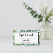 Moderne Tropical Palm Blätter Weiße Referenzkarte Visitenkarte (Stehend Vorderseite)