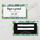 Moderne Tropical Palm Blätter Weiße Referenzkarte Visitenkarte (Vorne/Hinten)