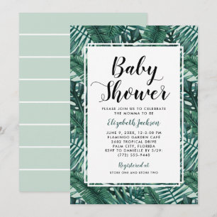 Moderne Tropical Palm Leaf Baby-Shower Einladung
