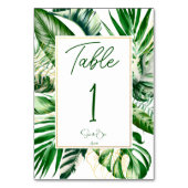 Moderne Tropical Palm Leaf Gold Frame Wedding Tischnummer (Vorderseite)