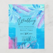 Moderne Tropical Summer Aqua Blue Pink Hochzeit (Vorderseite)