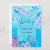 Moderne Tropical Summer Aqua Blue Pink Hochzeit Einladung (Vorderseite)