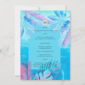 Moderne Tropical Summer Aqua Blue Pink Hochzeit Einladung (Rückseite)