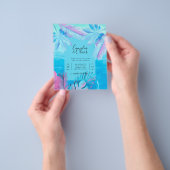 Moderne Tropical Summer Aqua Blue Pink Hochzeit Flyer (Gruppe)