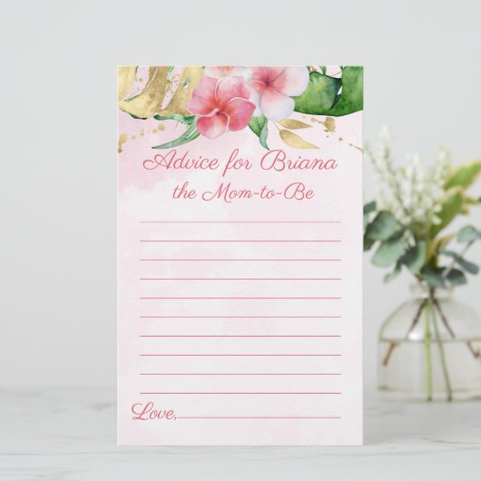 Moderne Tropical Summer Baby Shower Games Advisor (Stehend Vorderseite)