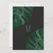 Moderne Tropical Swiss Cheese Leaf Gold Wedding Einladung (Rückseite)