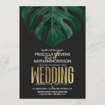 Moderne Tropical Swiss Cheese Leaf Gold Wedding