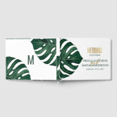 Moderne Tropical Swiss Cheese Leaf Gold Wedding Gästebuch (Voll)