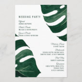 Moderne Tropical Swiss Cheese Leaf Gold Wedding Programm (Rückseite)