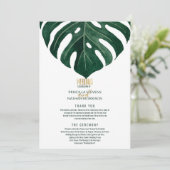 Moderne Tropical Swiss Cheese Leaf Gold Wedding Programm (Stehend Vorderseite)