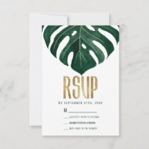 Moderne Tropical Swiss Cheese Leaf Gold Wedding