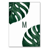 Moderne Tropical Swiss Cheese Leaf Gold Wedding Tischnummer (Rückseite)