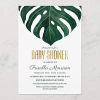 Moderne Tropical Swiss Chef Leaf Gold Baby Dusche